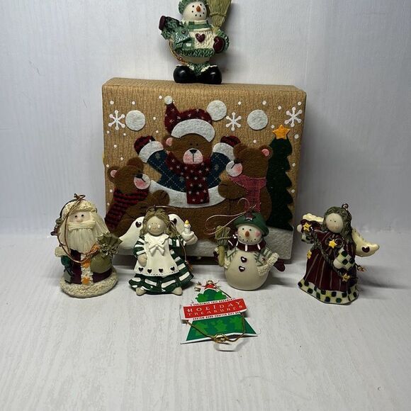 Holiday Treasures Christmas Ornament Gift Box Teddy Bear with 5pc - Picture 1 of 8